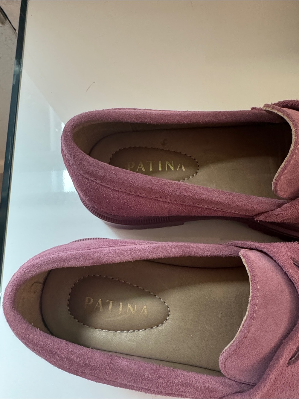 Chunky Suede Penny Loafers in Mauve Pink - Picture 2 of 4